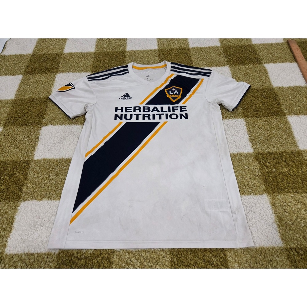 Adidas LA Galaxy Soccer Jersey Mens Large White Climalite MLS Herbalife Sash